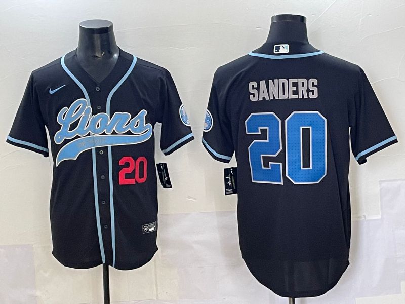Men 2025 Detroit Lions #20 Sanders Black  joint name 2024 Nike Limited NFL Jersey style 1